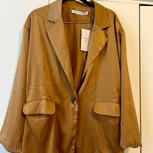 12th Tribe x The Salty Blonde NWT Gold Satin Blazer size Small
